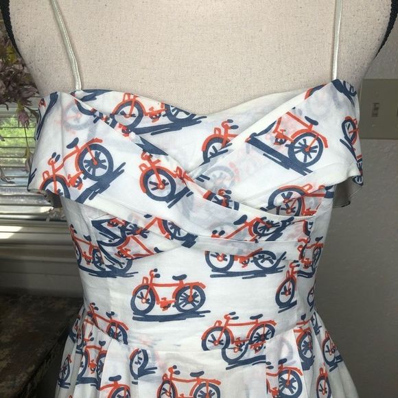 Anthropologie Strapless Dress with Bicycle Print - Picture 3 of 15
